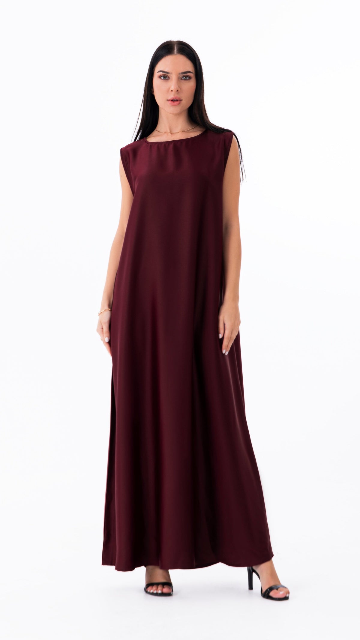 Under abaya dress - Dark Red sleeveless