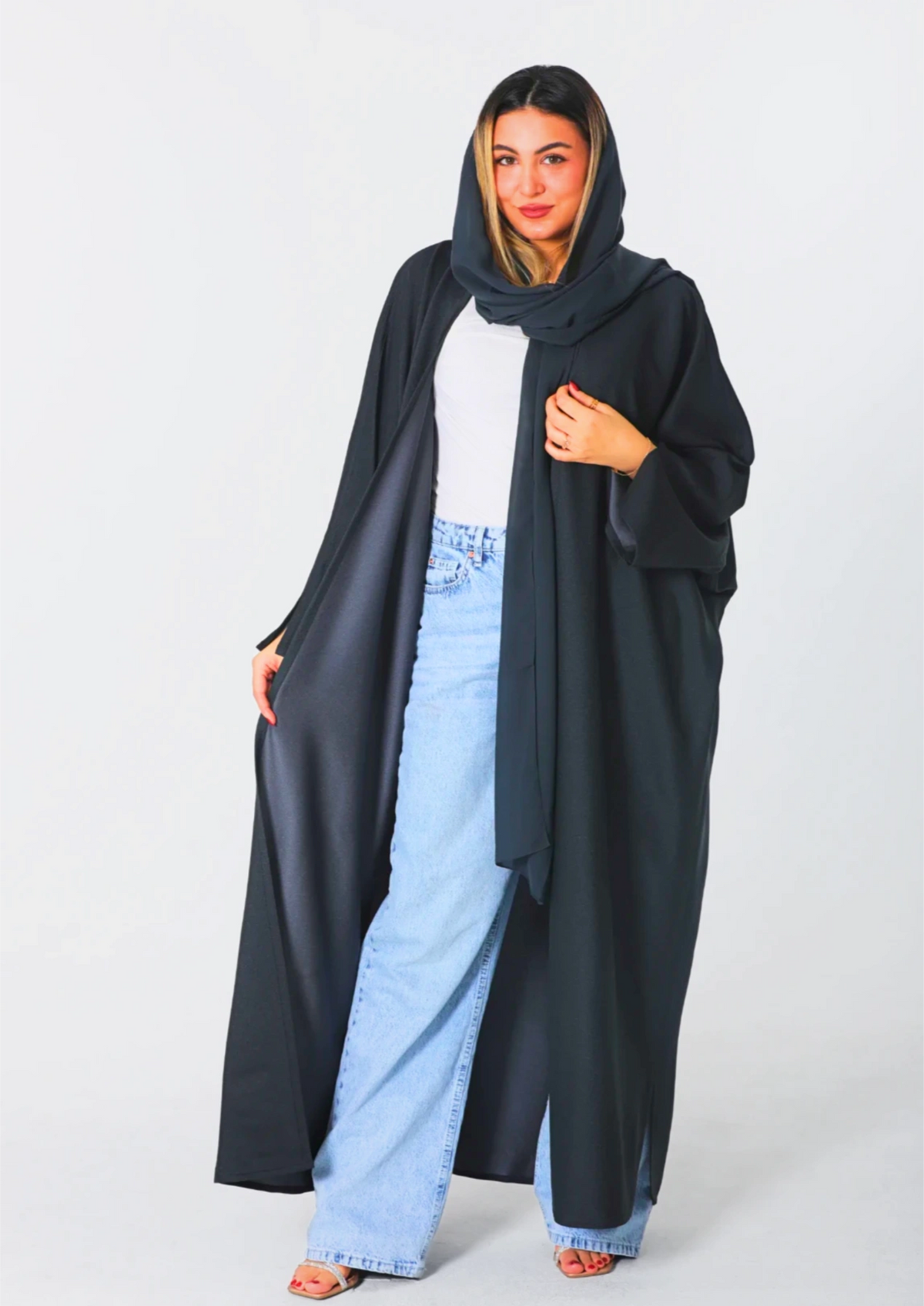 Zolfa Abaya Double Face Dark Gray