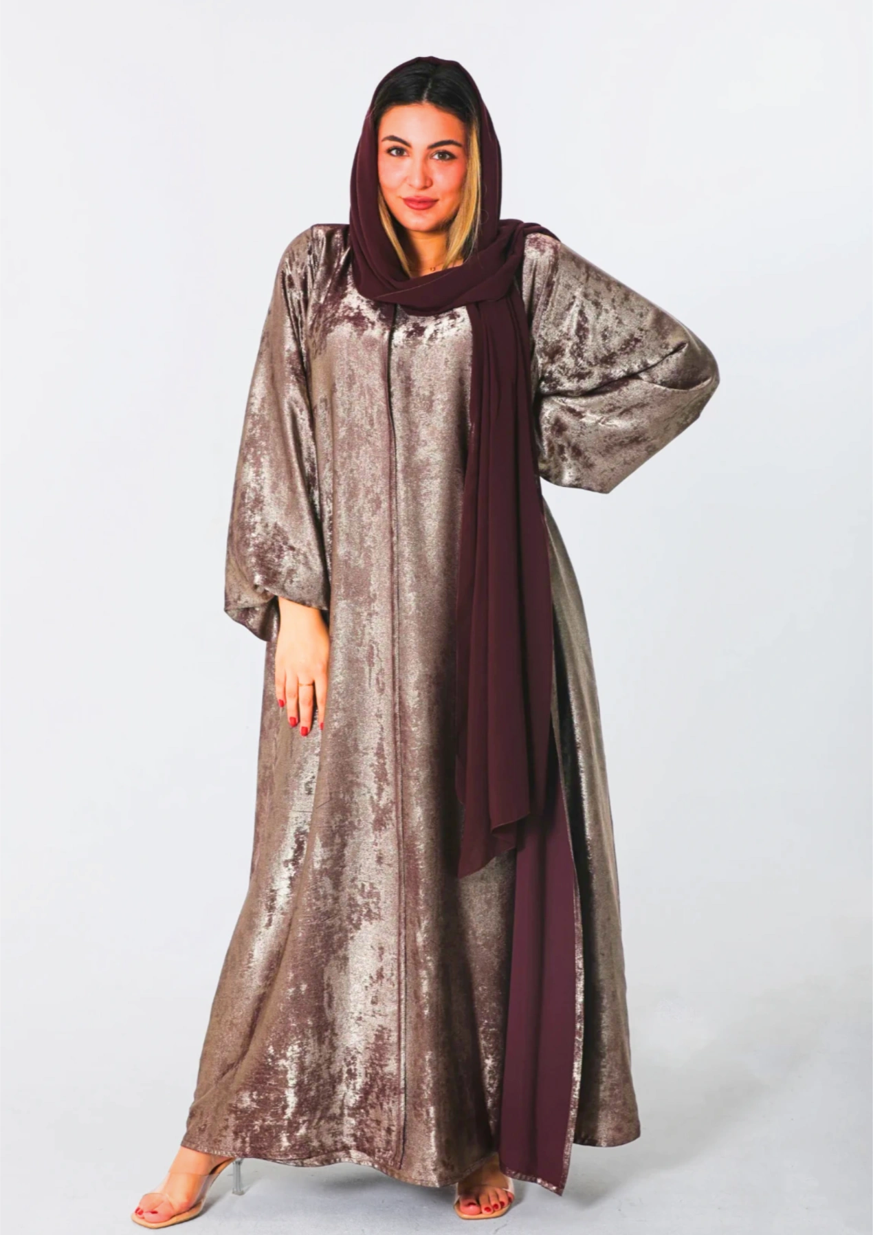 Al Fatena Abaya Tow Pieces In Eggplant