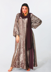 Al Fatena Abaya Tow Pieces In Eggplant