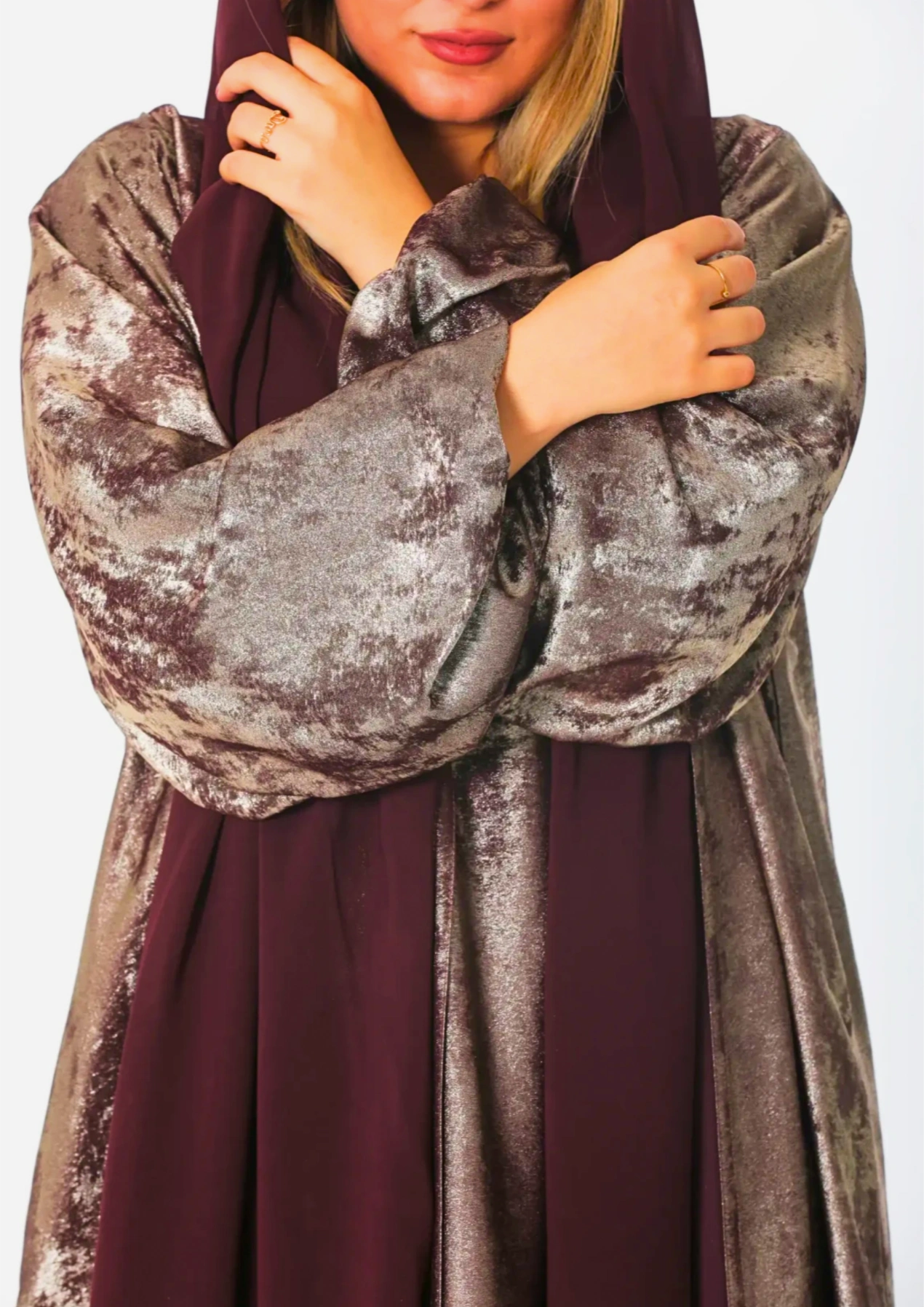 Al Fatena Abaya Tow Pieces In Eggplant