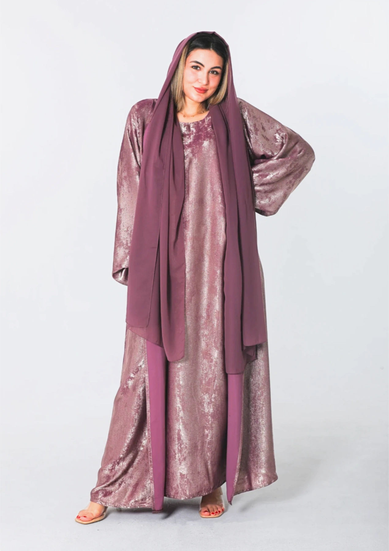 Al Fatena Abaya Tow Pieces In Purple