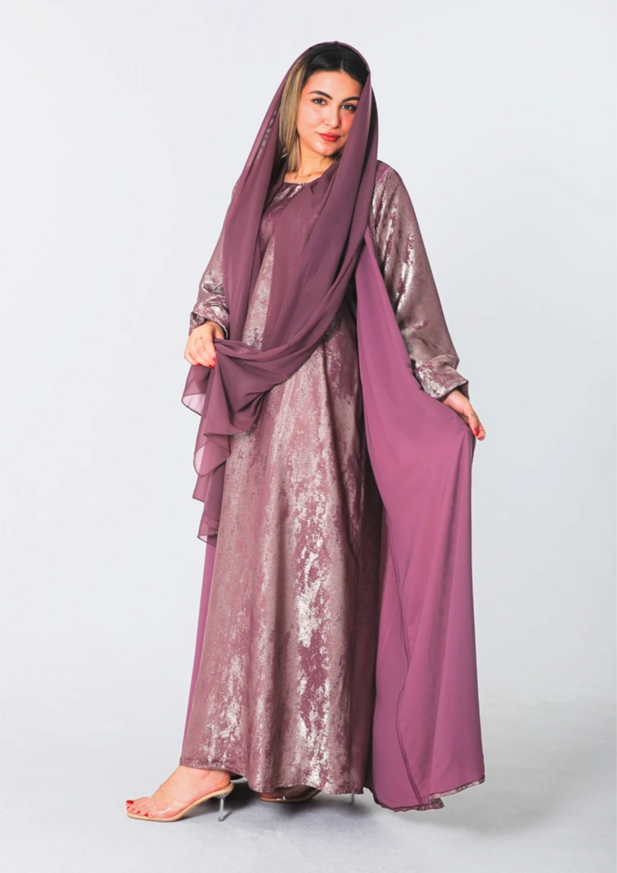 Al Fatena Abaya Tow Pieces In Purple