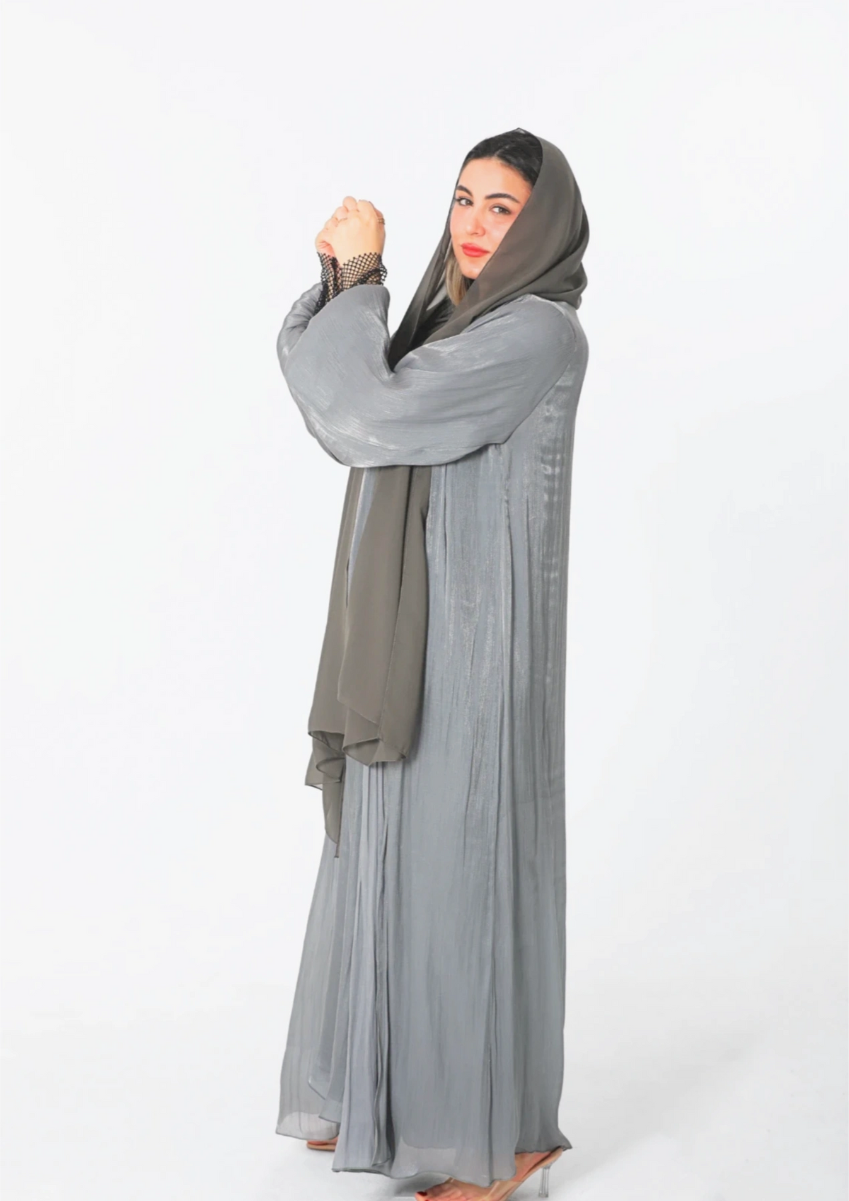 Rovana Abaya Tow Pieces In Grey