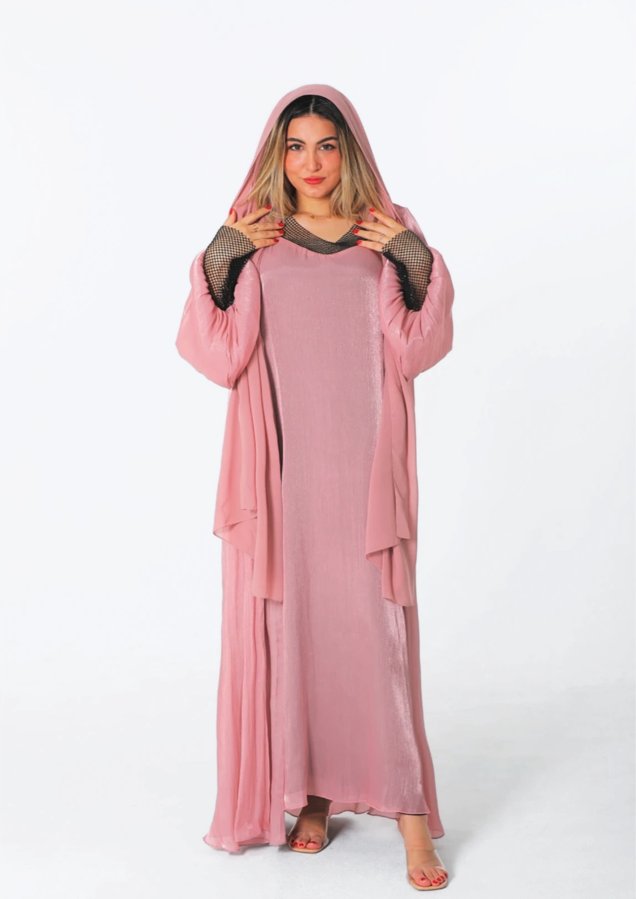 Rovana Abaya Tow Pieces In Pink