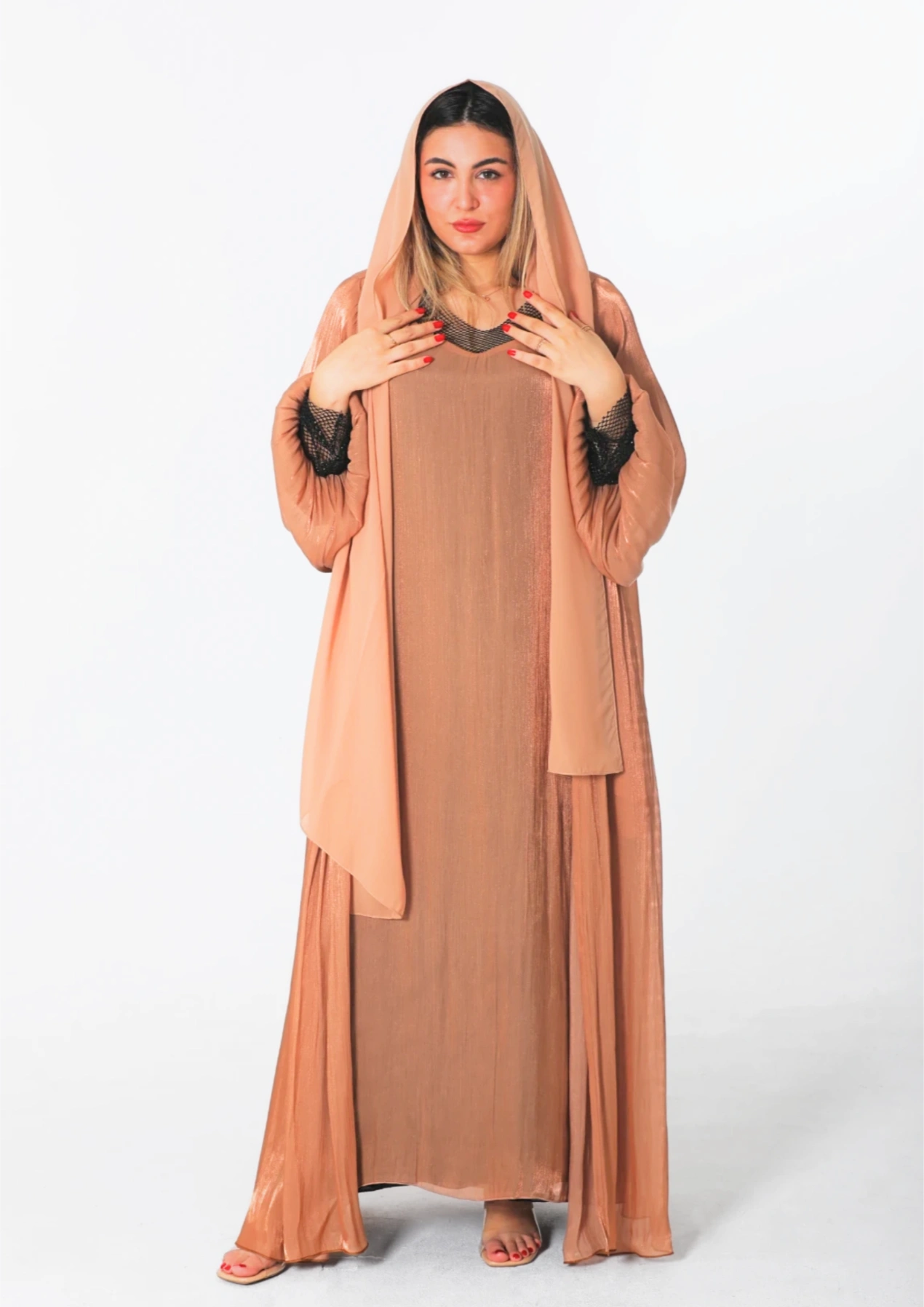 Rovana Abaya Tow Pieces In Bronze