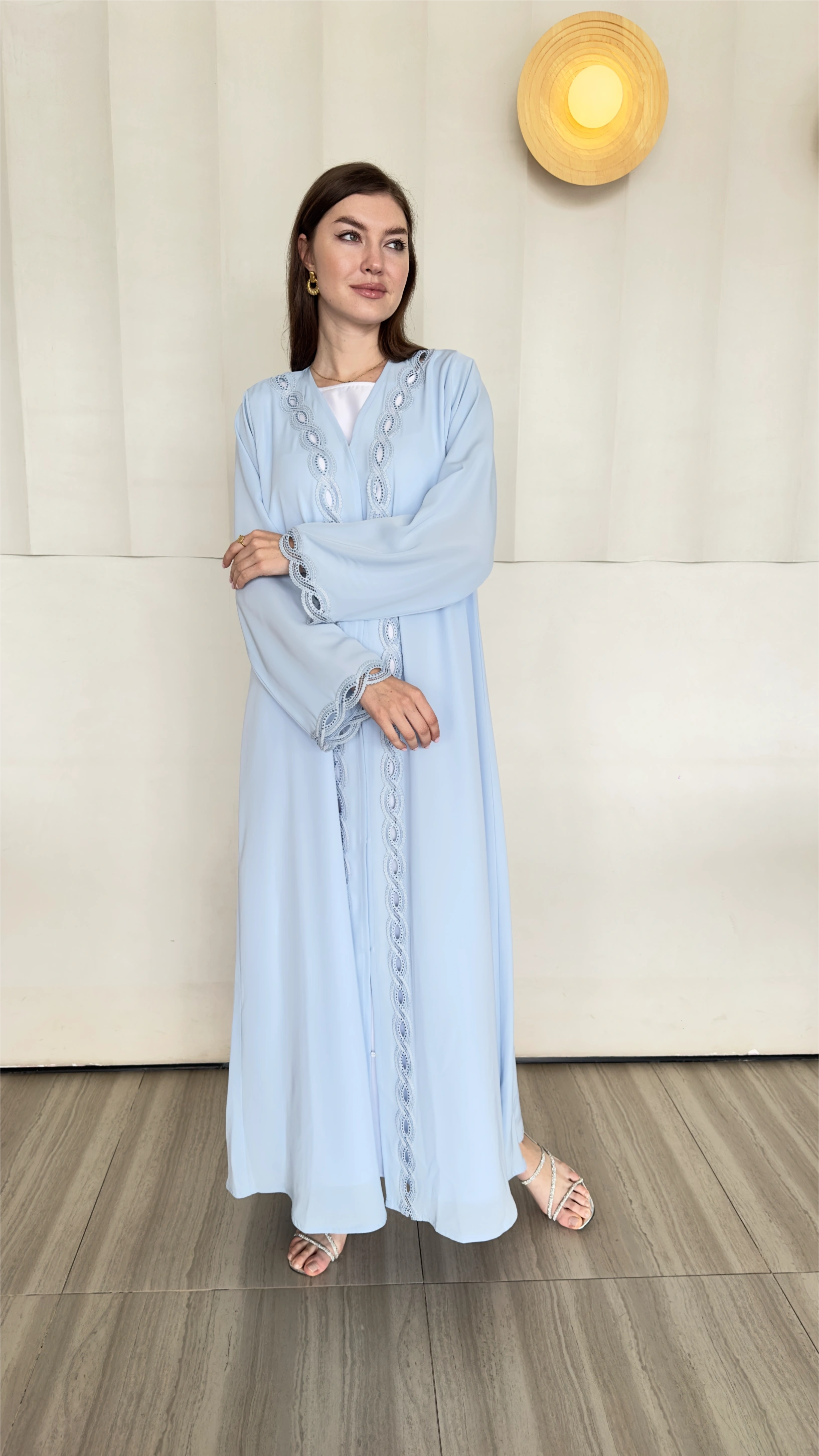 Hissa Abaya in lite blue