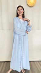 Hissa Abaya in lite blue