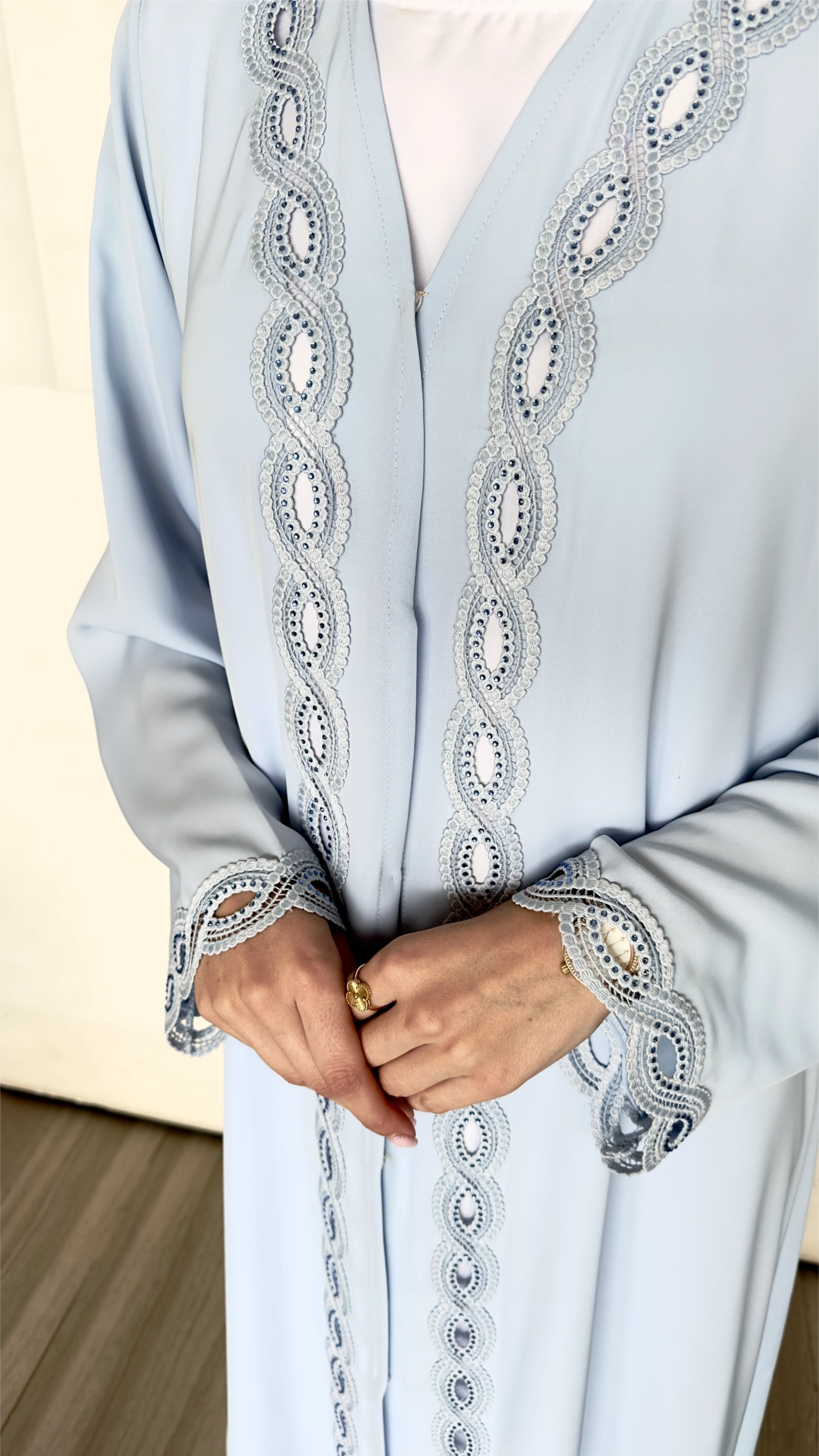 Hissa Abaya in lite blue