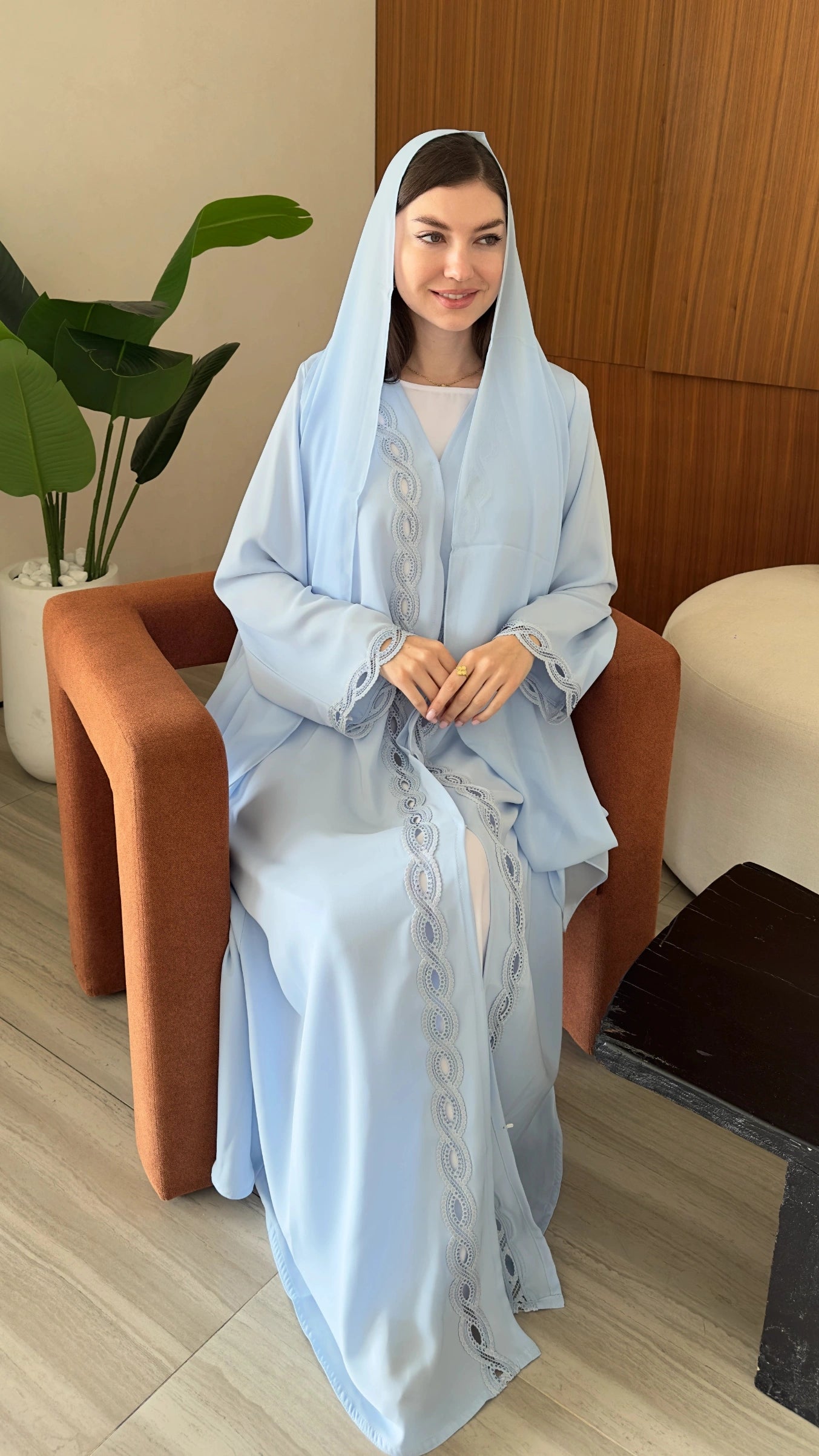 Hissa Abaya in lite blue