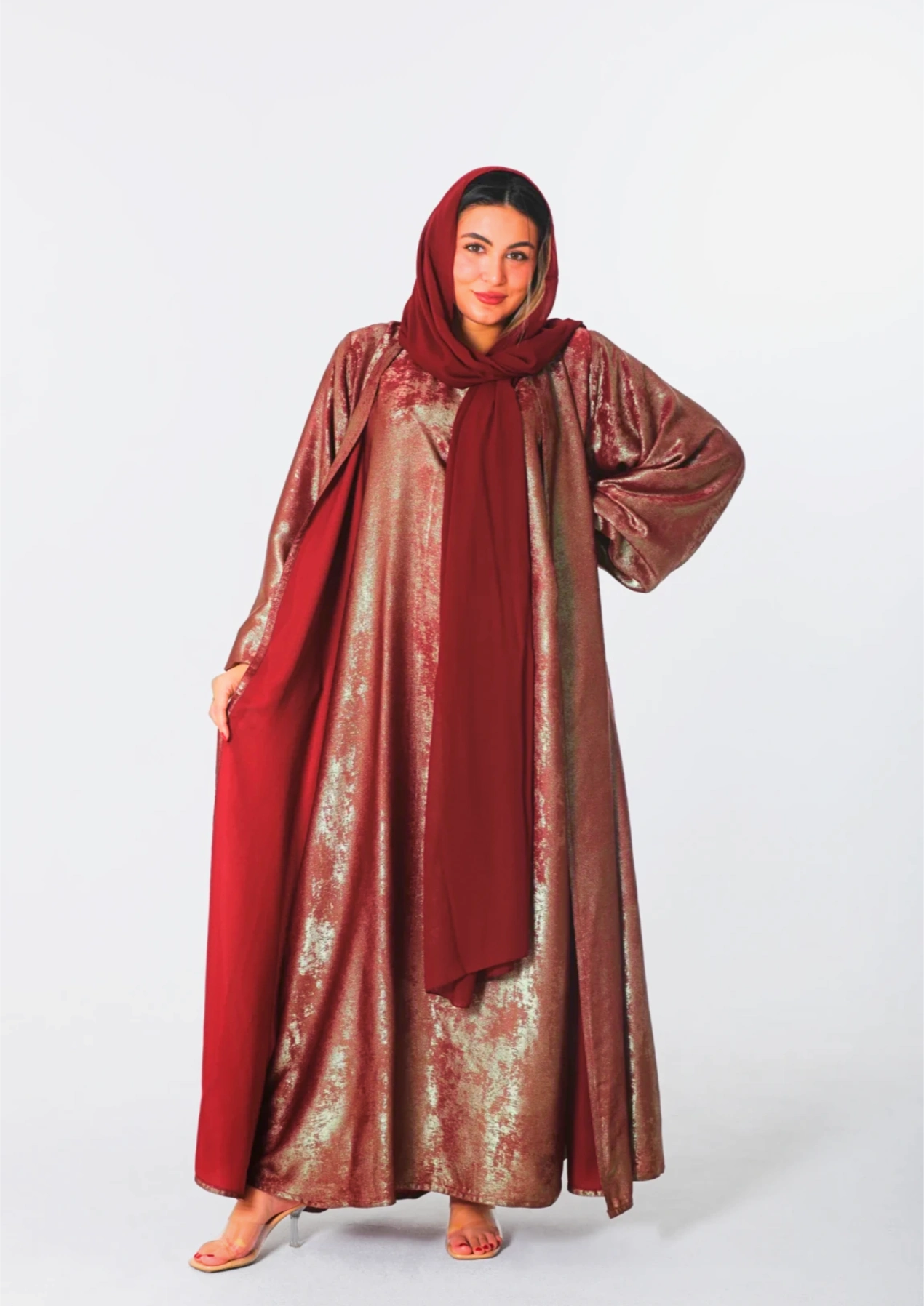 Al Fatena Abaya Tow Pieces in Red